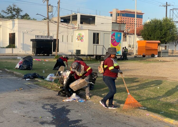 Cuadrillas de Servicios Públicos Primarios limpian calles tras festejo por el 177 aniversario