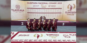 Presentación dorada de Gimnasia Rítmica de Tamaulipas en Olimpiada Nacional