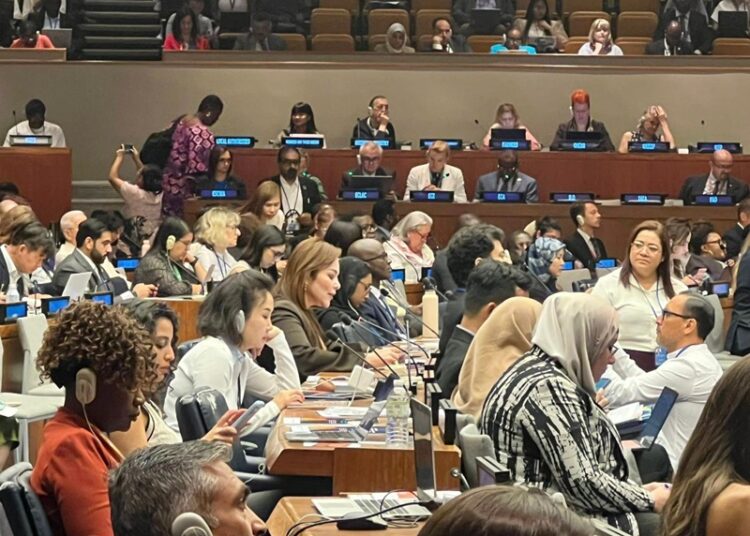 Carmen Lilia presenta modelo de saneamiento del agua en la ONU