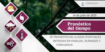 #PronósticodelTiempo para hoy Lunes 14 de julio de 2025