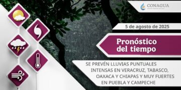#PronósticodelTiempo para hoy Martes 05 de agosto de 2025