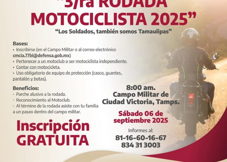 Invita SEDENA a Tercera Rodada Motociclista en Victoria