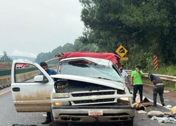 ¡Otra vez la imprudencia! Se accidenta pickup con cortadores de aguacate en Michoacán