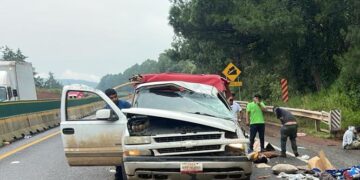 ¡Otra vez la imprudencia! Se accidenta pickup con cortadores de aguacate en Michoacán