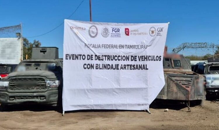 Destruye FGR 22 vehículos “monstruo” usados por grupos criminales en Tamaulipas