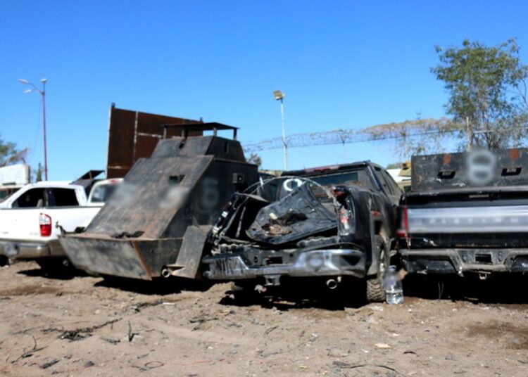 Destruye FGR 22 vehículos “monstruo” usados por grupos criminales en Tamaulipas