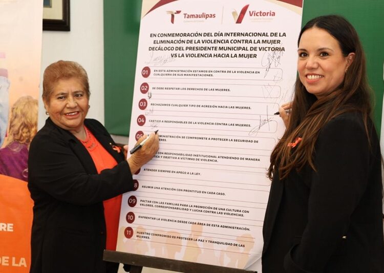 Firma Victoria decálogo contra la violencia hacia las mujeres