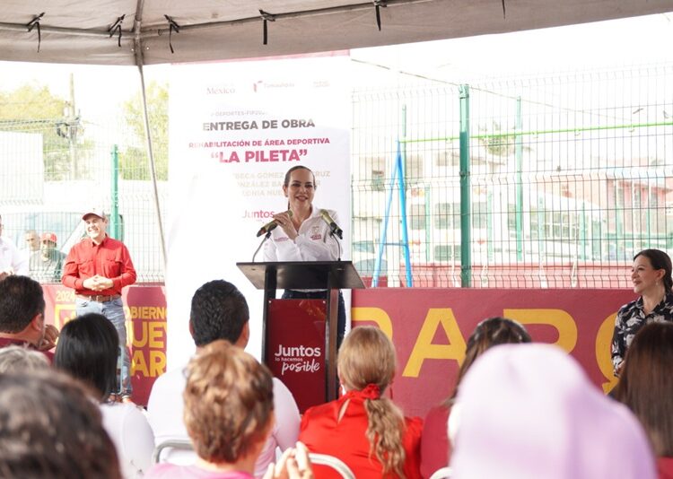 Carmen Lilia entrega obras de infraestructura deportiva en colonia Nueva Era