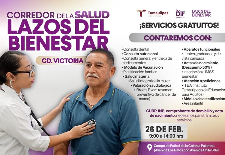 Invita DIF Tamaulipas a participar en Corredores de la Salud “Lazos del Bienestar”