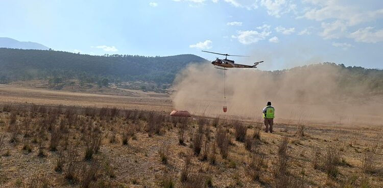 Refuerzan operativo interinstitucional para combatir incendio forestal en Miquihuana