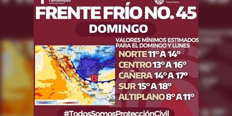 Alerta Protección Civil por ingreso de frente frío este fin de semana