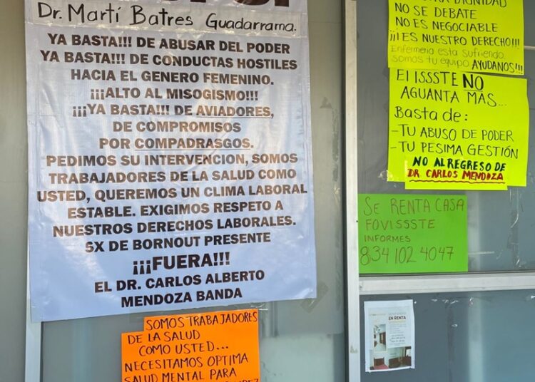 Trabajadores del ISSSTE en protestan por irregularidades laborales en Victoria