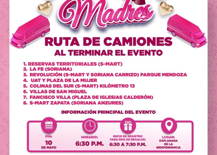 Anuncia Carmen Lilia rutas de transporte al finalizar festejo del ‘Día de las Madres’