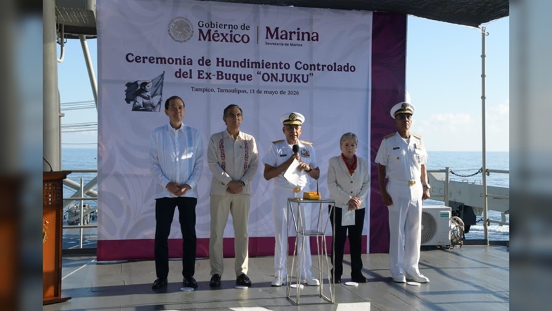 Fortalecen en Tamaulipas creación de arrecifes artificiales con hundimiento del ex buque Onjuku