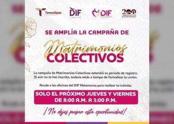 Amplía DIF Matamoros periodo de registro para la ‘Campaña de Matrimonios Colectivos’